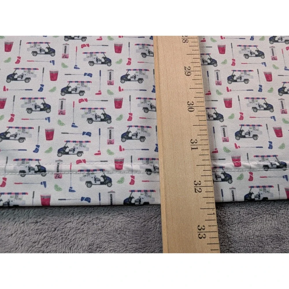 Rhoback Mens XXL Golf Cart Drink Print Performance Polo Shirt White Red Blue - Picture 5 of 8